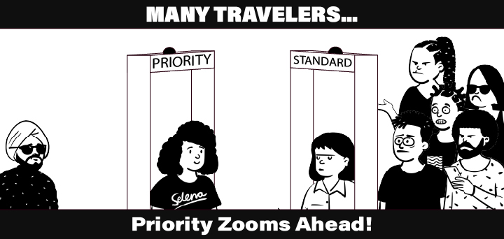 many travelers, priority zooms ahead